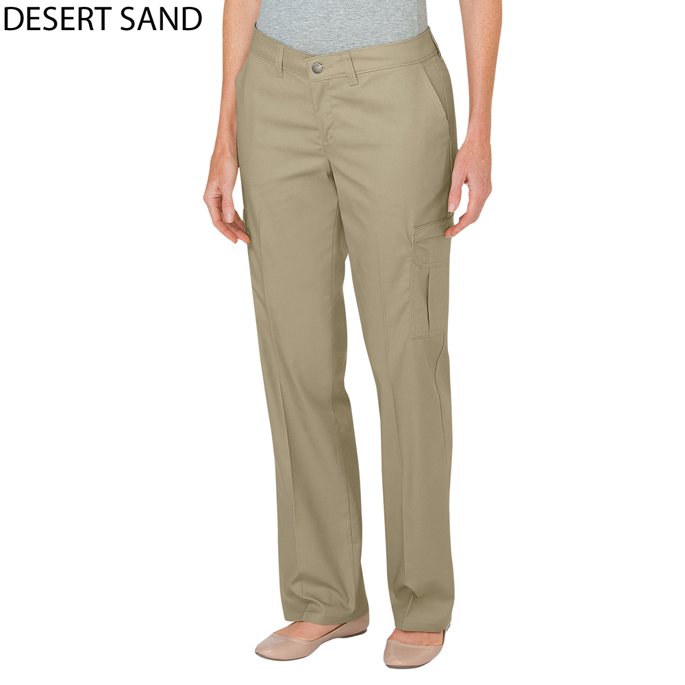 Dickies Women's Relaxed Fit Straight Leg Cargo Pants, Rinsed Desert Sand  (RDS), 12RG