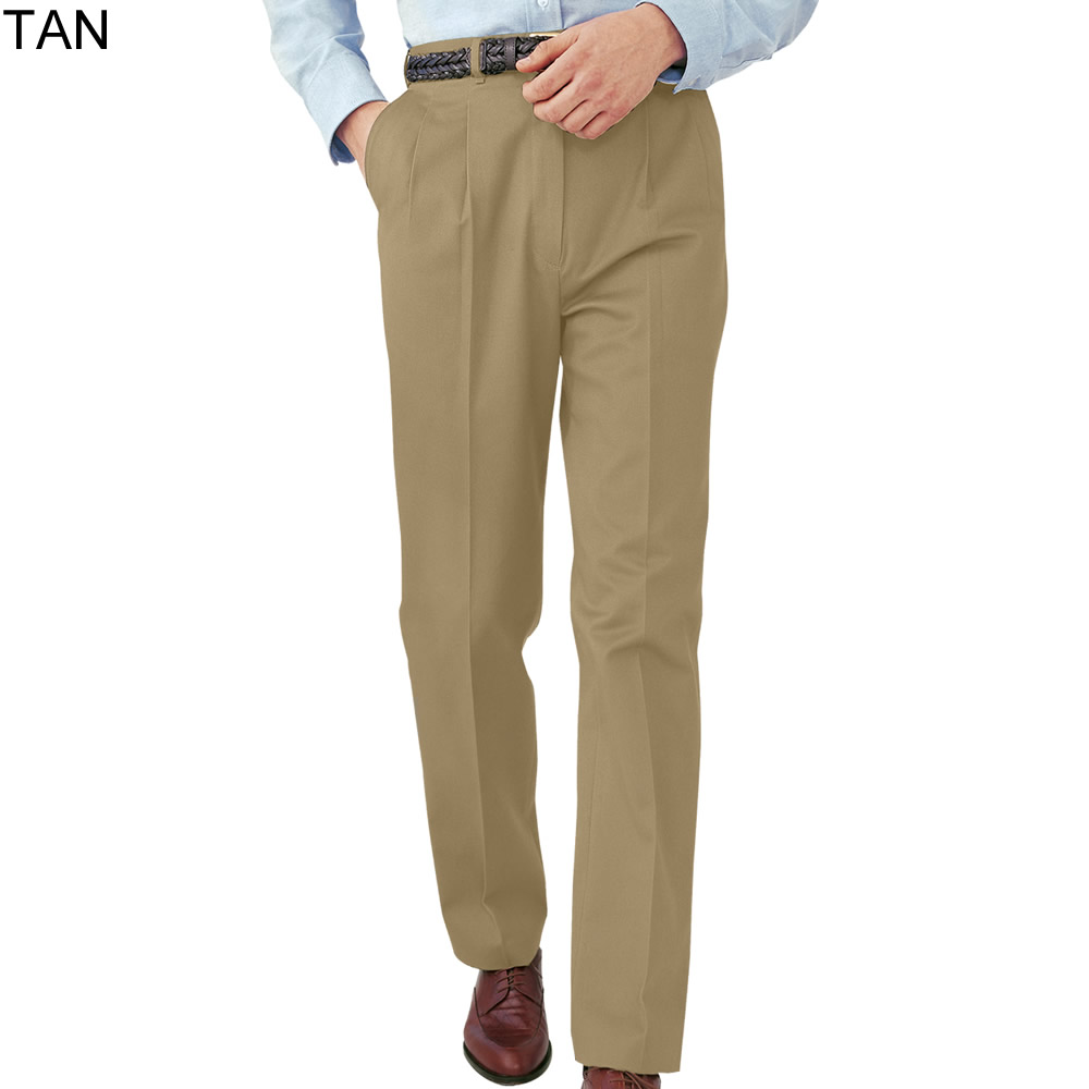 pleated tan pants