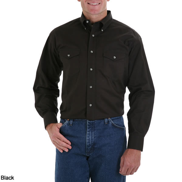 Wrangler 100% Cotton, Lightweight Solid Twill - Buttons Long Sleeve Shirt
