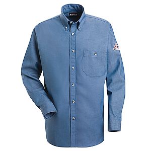 Bulwark SEG2LD EXCEL FR Button-Front Light Blue Denim Dress Uniform Shirt