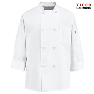 Chef Designs 0414 Eight Knot-Button Chef Coat with Chest Pocket