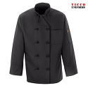 Chef Designs 0427BK Ten Knot Button Black Chef Coat